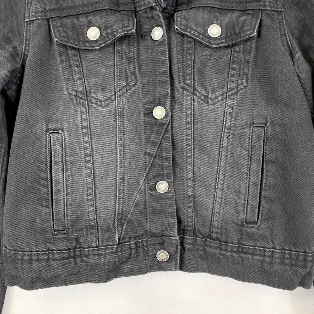 Free People Women Denim Jacket XS Black Grunge Indie Rock Trucker Western‎ Urban - Picture 3 of 14